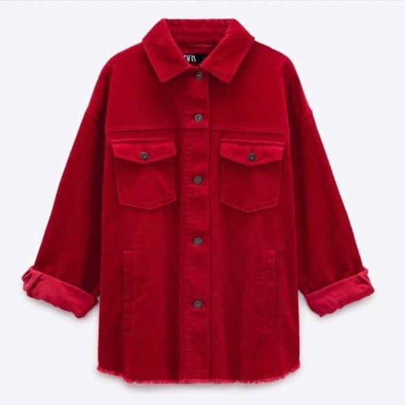 Zara Jackets & Coats Zara Red Corduroy Jacket Zara New With Tags Zara Oversized Corduroy
